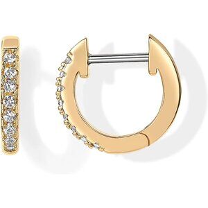 Women's 14K Gold Plated Cubic Zirconia Cuff Earrings Huggie Stud